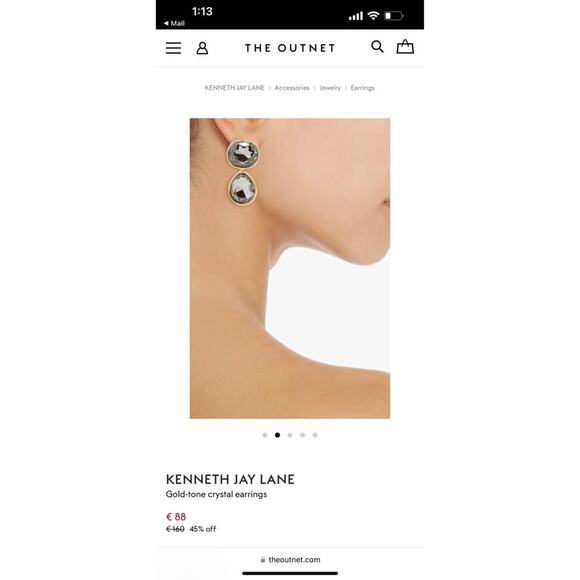 KENNETH JAY LANE Gold-tone crystal earrings - Picture 3 of 4